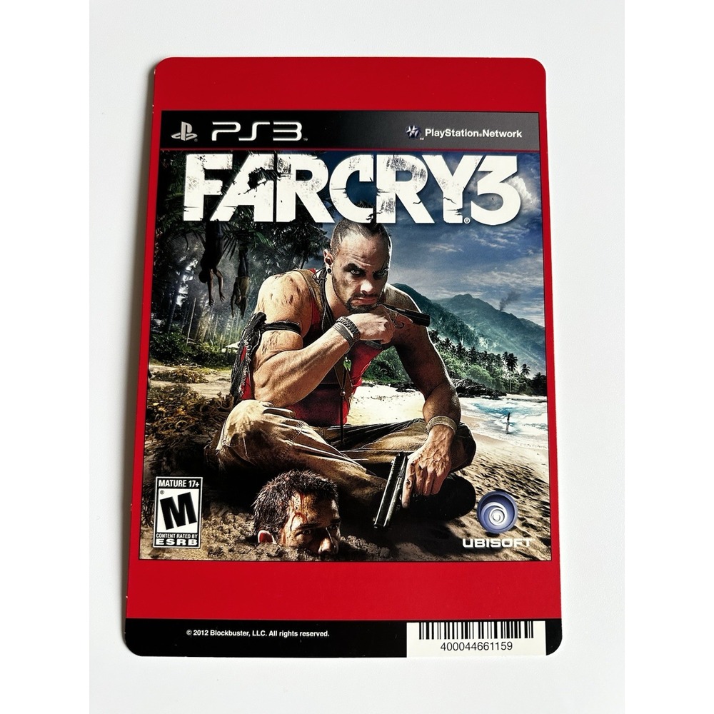 PLAYSTATION 3 FAR CRY 3 BLOCKBUSTER VIDEO BACKER CARD 5"X8" NO GAME